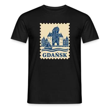 Gdansk Retro-Briefmarke - Männer T-Shirt - Schwarz - Vorne - AI Model Male 178 light (178cm)