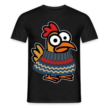 Niedliches Huhn mit Winterpullover - Männer T-Shirt - Schwarz - Vorne - AI Model Male 178 light (178cm)