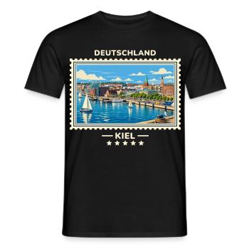 Deutschland Kiel Vintage Reisemarke - Männer T-Shirt - Schwarz - Vorne - AI Model Male 178 light (178cm)