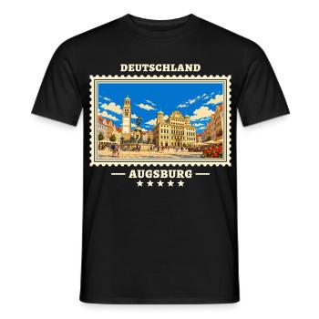 Deutschland Augsburg Vintage Reisemarke - Männer T-Shirt - Schwarz - Vorne - AI Model Male 178 light (178cm)