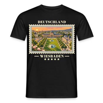 Deutschland Wiesbaden Vintage Reisemarke - Männer T-Shirt - Schwarz - Vorne - AI Model Male 178 light (178cm)