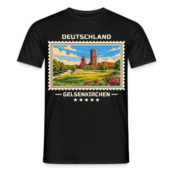Deutschland Gelsenkirchen Vintage Reisemarke - Männer T-Shirt - Schwarz - Vorne - AI Model Male 178 light (178cm)