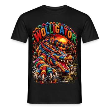 Wolligator Krokodil Farbexplosion - Männer T-Shirt - Schwarz - Vorne - AI Model Male 178 light (178cm)