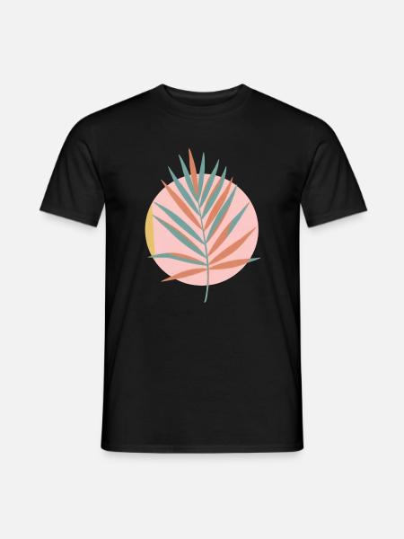Boho-Tropenpalmenblatt-Ästhetik - Männer T-Shirt - Schwarz