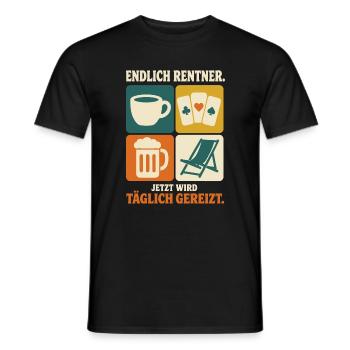 Endlich Rentner jetzt wird täglich gereizt Skat - Männer T-Shirt - Schwarz - Vorne - AI Model Male 178 light (178cm)