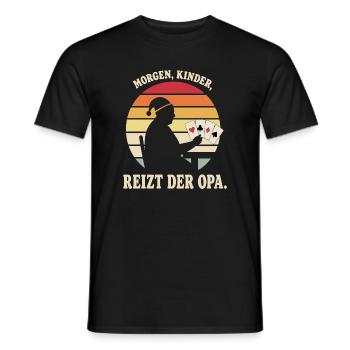 Morgen Kinder reizt der Opa – Skat Opa Geschenk - Männer T-Shirt - Schwarz - Vorne - AI Model Male 178 light (178cm)