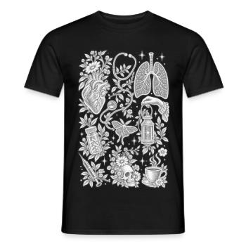 Vintage-Nurse Anatomy Botanical Collage T-Shirt - Männer T-Shirt - Schwarz - Vorne - AI Model Male 178 light (178cm)