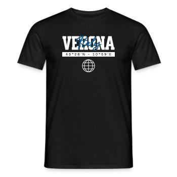 Verona Italien Koordinaten Reise Souvenir - Männer T-Shirt - Schwarz - Vorne - AI Model Male 178 light (178cm)