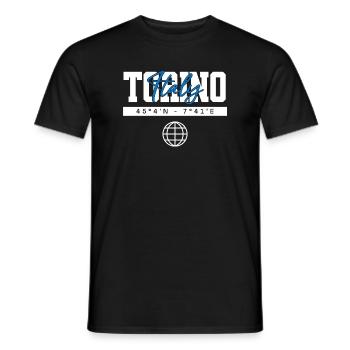 Turin Italien Koordinaten Reise Souvenir - Männer T-Shirt - Schwarz - Vorne - AI Model Male 178 light (178cm)