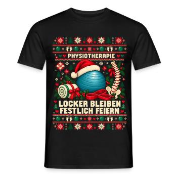 Physiotherapie - Locker bleiben, festlich feiern - Männer T-Shirt - Schwarz - Vorne - AI Model Male 178 light (178cm)