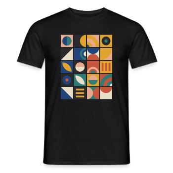 Raster aus geometrischen Kacheln - Männer T-Shirt - Schwarz - Vorne - AI Model Male 178 light (178cm)