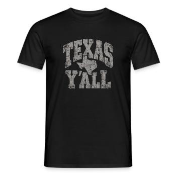 Texas Yall Distressed State Tee - Männer T-Shirt - Schwarz - Vorne - AI Model Male 178 light (178cm)