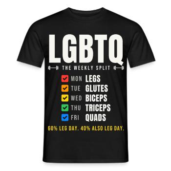 LGBTQ The Weekly Split Trainingsplan - Männer T-Shirt - Schwarz - Vorne - AI Model Male 178 light (178cm)