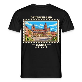 Deutschland Mainz Vintage Reisemarke - Männer T-Shirt - Schwarz - Vorne - AI Model Male 178 light (178cm)