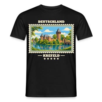 Deutschland Krefeld Vintage Reisemarke - Männer T-Shirt - Schwarz - Vorne - AI Model Male 178 light (178cm)