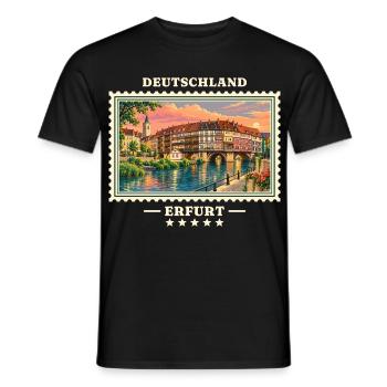 Deutschland Erfurt Vintage Reisemarke - Männer T-Shirt - Schwarz - Vorne - AI Model Male 178 light (178cm)