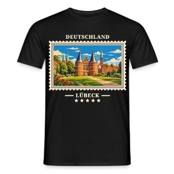 Deutschland Lübeck Vintage Reisemarke - Männer T-Shirt - Schwarz - Vorne - AI Model Male 178 light (178cm)