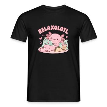 Relaxaxolotl am Laptop - Männer T-Shirt - Schwarz - Vorne - AI Model Male 178 light (178cm)