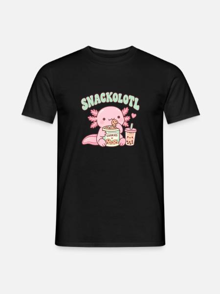 Snackolotl Kawaii Snackmotiv - Männer T-Shirt - Schwarz