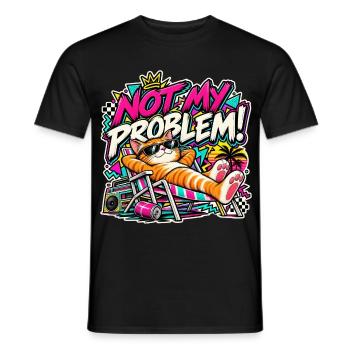Nicht mein Problem – lustige Retro-Katze aus den 90ern - Männer T-Shirt - Schwarz - Vorne - AI Model Male 178 light (178cm)