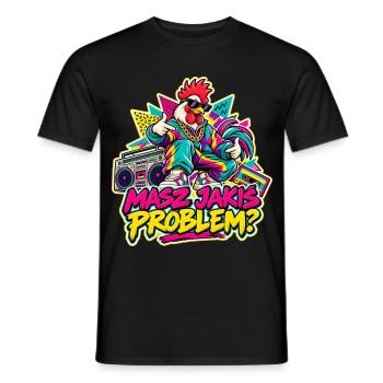 Hast du ein Problem? – Rooster Retro 90er. - Männer T-Shirt - Schwarz - Vorne - AI Model Male 178 light (178cm)