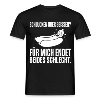 Schlucken oder beißen? Zweideutiger Hot Dog Spruch - Männer T-Shirt - Schwarz - Vorne - AI Model Male 178 light (178cm)