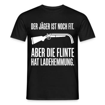Jäger noch fit aber die Flinte hat Ladehemmung - Männer T-Shirt - Schwarz - Vorne - AI Model Male 178 light (178cm)