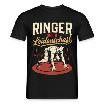 Ringer Leidenschaft Kraft - Männer T-Shirt - Schwarz - Vorne - AI Model Male 178 light (178cm)