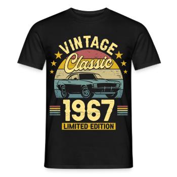 1967 60-Jahres-Jubiläums-Oldtimer - Männer T-Shirt - Schwarz - Vorne - AI Model Male 178 light (178cm)