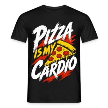 Pizza Is My Cardio – Pizzastück mit Sportspruch - Männer T-Shirt - Schwarz - Vorne - AI Model Male 178 light (178cm)