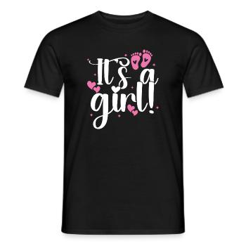 Es ist ein Mädchen, Baby, Ankündigung Fußabdrücke, Herz - Männer T-Shirt - Schwarz - Vorne - AI Model Male 178 light (178cm)