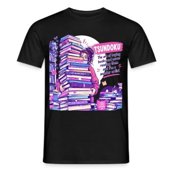 Tsundoku Master Artist: Riesiger Bücherstapel - Männer T-Shirt - Schwarz - Vorne - AI Model Male 178 light (178cm)