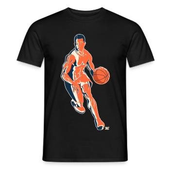 Basketballspieler beim Dribbeln – Retro Stil - Männer T-Shirt - Schwarz - Vorne - AI Model Male 178 light (178cm)