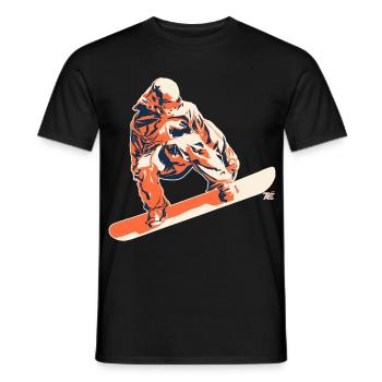 Snowboarder im Sprung – Retro Stil - Männer T-Shirt - Schwarz - Vorne - AI Model Male 178 light (178cm)