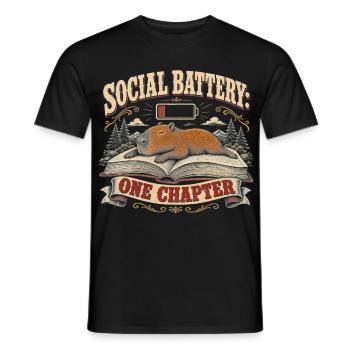Capybara Lesen Bücherwurm Retro - Männer T-Shirt - Schwarz - Vorne - AI Model Male 178 light (178cm)