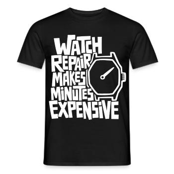 Uhrenreparatur macht Minuten teuer - Männer T-Shirt - Schwarz - Vorne - AI Model Male 178 light (178cm)