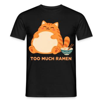 Zu Viel Ramen Lustige Gamer Katze Anime Kawaii - Männer T-Shirt - Schwarz - Vorne - AI Model Male 178 light (178cm)
