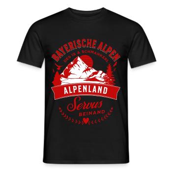 Bayerische Alpen Des Is A Schmankerl Servus Rot - Männer T-Shirt - Schwarz - Vorne - AI Model Male 178 light (178cm)
