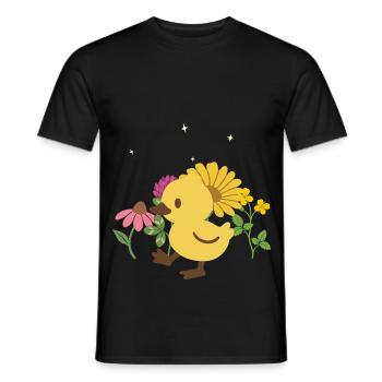 Küken Blumen Kinder Vogel Design Geschenkidee - Männer T-Shirt - Schwarz - Vorne - AI Model Male 178 light (178cm)