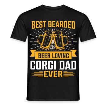 Bärtiger Corgi-Papa Bierliebhaber - Männer T-Shirt - Schwarz - Vorne - AI Model Male 178 light (178cm)