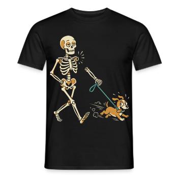 Stürmische Gassirunde Skelett - Männer T-Shirt - Schwarz - Vorne - AI Model Male 178 light (178cm)