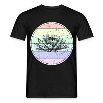 Lotus - Lotusblume - Vintage Lotus - Heiliger Lotus - Männer T-Shirt - Schwarz - Vorne - AI Model Male 178 light (178cm)