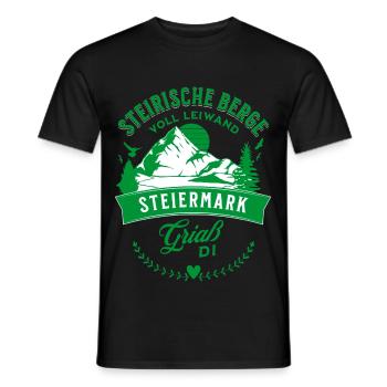 Steirische Berge Voll Leiwand Griaß Di Steiermark  - Männer T-Shirt - Schwarz - Vorne - AI Model Male 178 light (178cm)