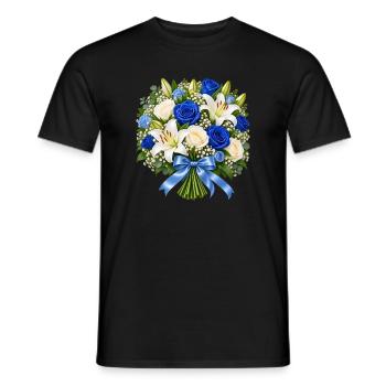 Blauer Rosenstrauß mit Lilien - Männer T-Shirt - Schwarz - Vorne - AI Model Male 178 light (178cm)