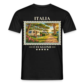 Italien Cavallino Camping Vintage Reisemarke - Männer T-Shirt - Schwarz - Vorne - AI Model Male 178 light (178cm)