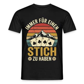 Immer Fuer einen Stich zu haben Schafkopf Card  - Männer T-Shirt - Schwarz - Vorne - AI Model Male 178 light (178cm)