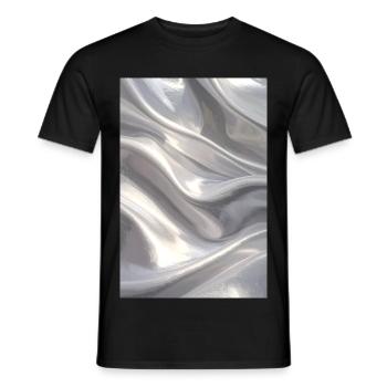 Metallischer Satinfluss in Silber - Männer T-Shirt - Schwarz - Vorne - AI Model Male 178 light (178cm)