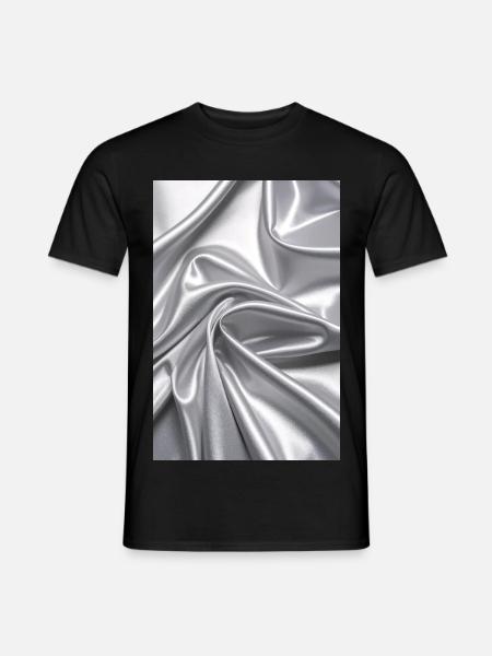 Silberne Satinwellen Stofffluss - Männer T-Shirt - Schwarz