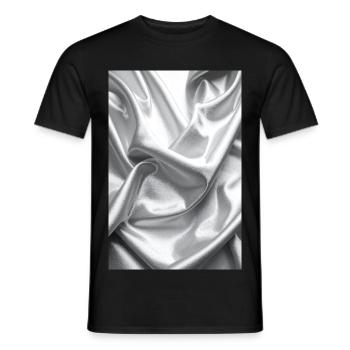 Silber Satin Falten - Männer T-Shirt - Schwarz - Vorne - AI Model Male 178 light (178cm)