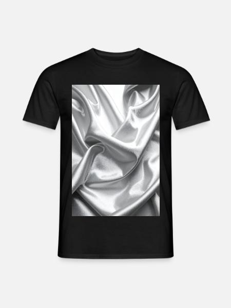 Silber Satin Falten - Männer T-Shirt - Schwarz